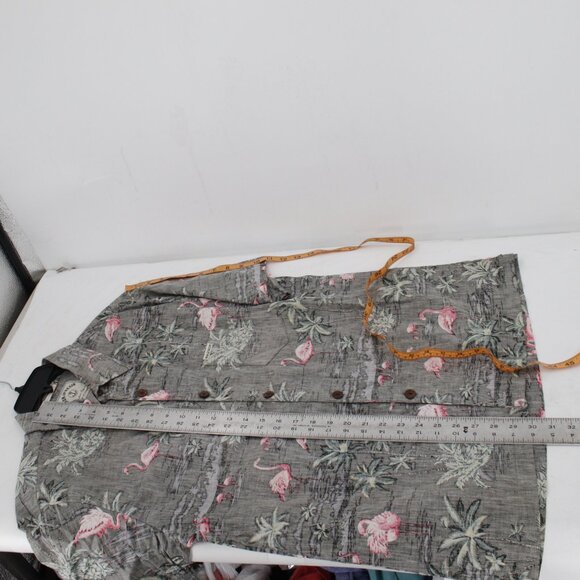 Iron and Resin Shirt Men's Large Button Up Flamingo tropical palm Reverse Print - Picture 9 of 12